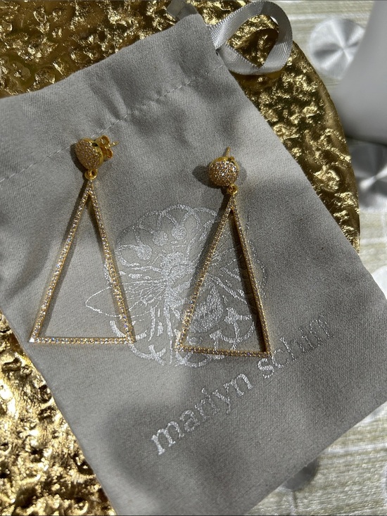 Marlyn Schiff Jewelry - Marlyn Schiff 18k Gold Triangle Dangle Earrings over Sterling Silver w/ dustbag